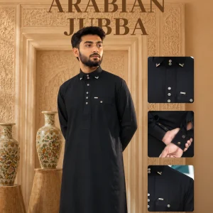 শার্ট কলার কালো এরাবিয়ান জুব্বা